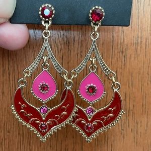 VTG Dark Pink Enamel Earrings